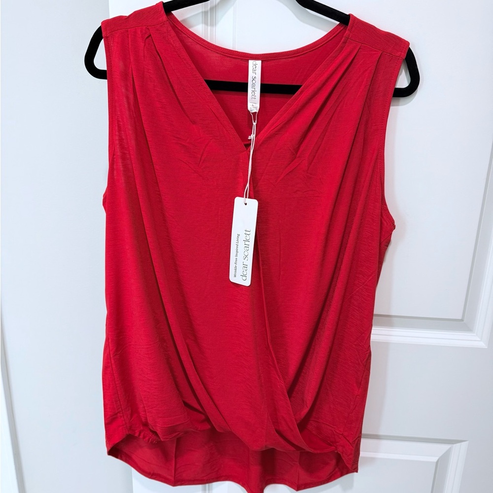 Dear Scarlett Women's Red V-Neck Blouse